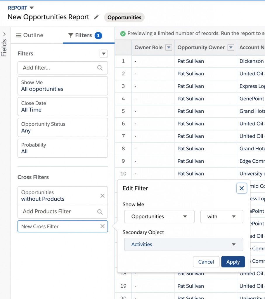 What are Cross Filters in Salesforce Reports? [Step-by-step Guide]