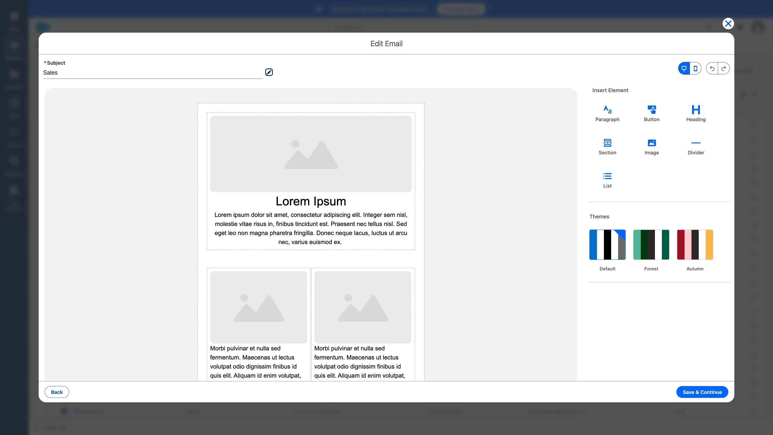Screenshot of Salesforce Free Suite Email Editor