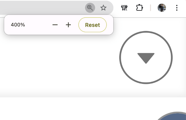 Screenshot of browser zoom set to 400%